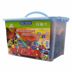 Конструктор Магнікон 198 деталей Plastic box (MK-198) зображення 1