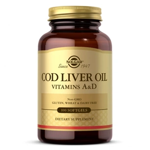 Вітамін Solgar Вітаміни A і D з печінки норвезької тріски, Cod Liver Oil & Vitamins A&D 100 желатинових капсул (SOL00940) зображення 1