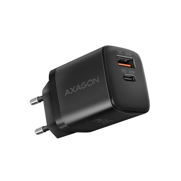 Зарядное устройство AXAGON 1xUSB QC4.0 + 1xUSB-C PD30W PPS black (ACU-PQ30) - изображение 1
