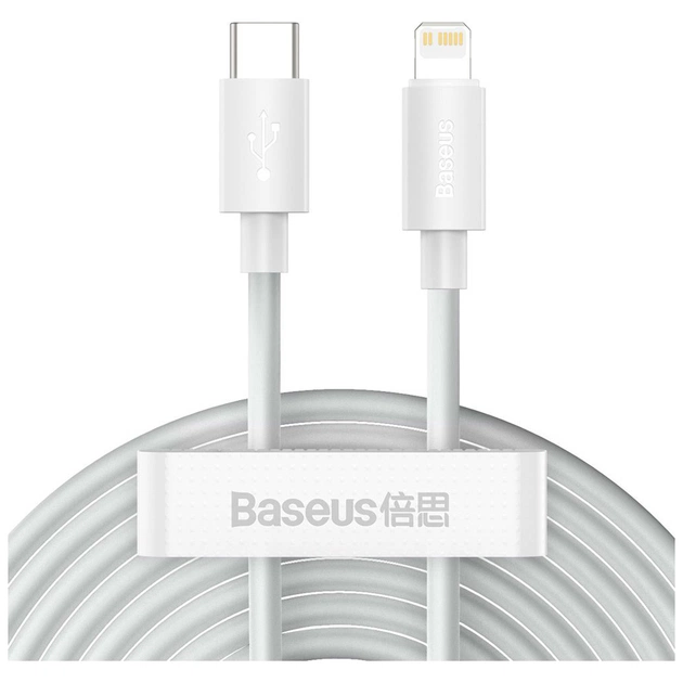Дата кабель USB 2.0 AM to Lightning 1.5m 20W Simple WisdomKit (2PCS) white Baseus (TZCATLZJ-02) - изображение 1