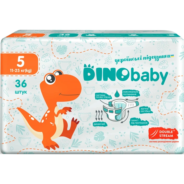 Підгузки Dino Baby Розмір 5 (11-25 кг) 36 шт (4823098410614) - зображення 1