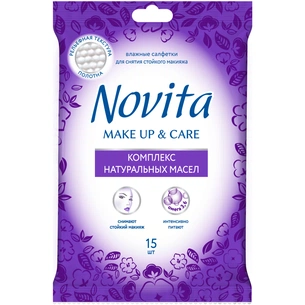 Вологі серветки Novita Make up Delicate 15 шт. (4823071631548) зображення 1