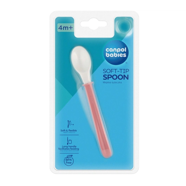 Набір дитячого посуду Canpol babies ложка м'яка силiконова - рожева (21/488_pin2) - зображення 3