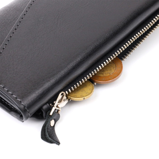 Гаманець Grande Pelle З монетницею зовні з натуральної шкіри Чорний (11646) - зображення 9