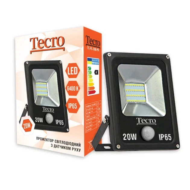 Светодиодный прожектор Tecro TL-FL-20B-PR 20W 6400K с датчиком движения - изображение 1