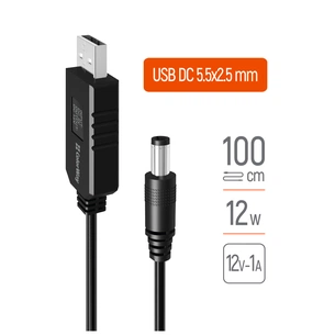 Кабель живлення USB to DC 5.5x2.5mm 12V 1.0m black ColorWay (CW-CBUD067-BK) зображення 1