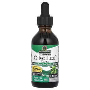 Травы Nature's Answer Экстракт листьев оливы без спирта, 1500 мг, Olive Leaf Extract, 60 (NTA-00653) изображение 1