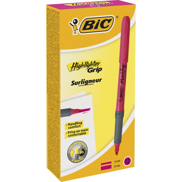 Маркер Bic текстовиділювач Grip, рожевий (bc811934) - picture 3