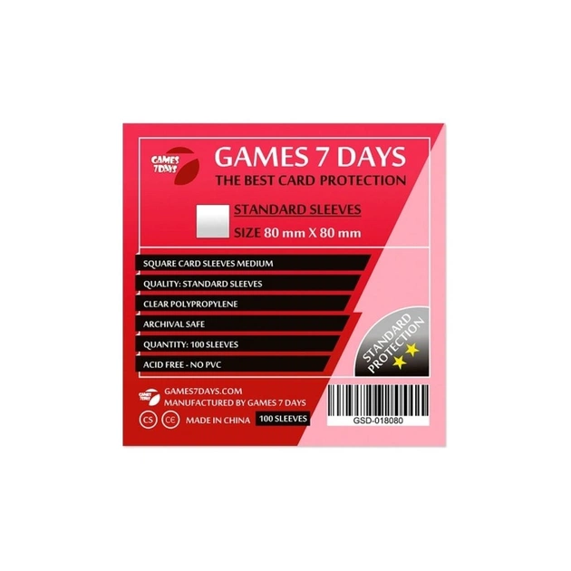 Протектор для карт Games 7 Days 80 х 80 мм, Square Medium, 100 шт (STANDART) (GSD-018080) - изображение 1