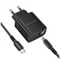 Зарядний пристрій BOROFONE BA97A Ilustre USB-C PD30W digital display + cable USB-C to USB-C Black (6941991120503) - зменшене зображення 3