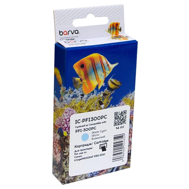 Картридж Barva Canon PFI-300PC 4197C001 625с photo cyan (IC-PFI300PC) - изображение 1