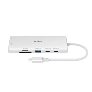 Концентратор D-Link USB-C 10-in-1 2xHDMI + 1xRJ45 1000Mbps + 2xUSB-C + USB 3.1 + USB 3.0 + SD + TF silver (DUP-A01) зображення 1