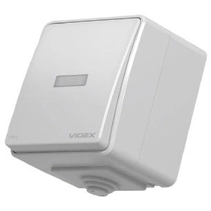 Вимикач Videx BINERA IP65 зовнішній 1кл з підсвічуванням (BINERA IP65 наружный 1кл с подсветкой) изображение 1