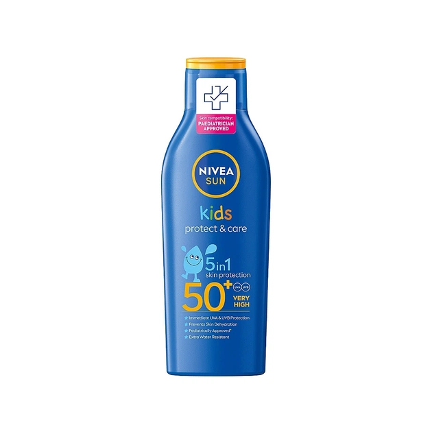 Засіб від засмаги Nivea Sun Kids Дитячий сонцезахисний лосьйон Захист та догляд SPF 50+ 200 мл (4005808440696/5900017082844) - зображення 1