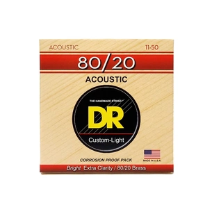 Струни для гітари DR Strings HI-BEAM Acoustic 80/20 Bronze - Custom Light (11-50) (HA-11) зображення 1