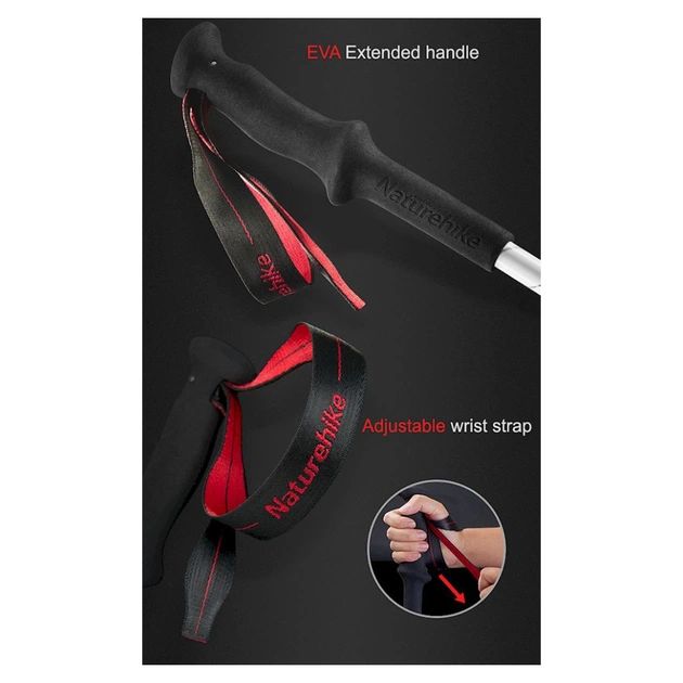 Трекінгові палиці Naturehike ST06 NH17D006-D 3-секційна срібляста 1 шт (6927595748602) - picture 5