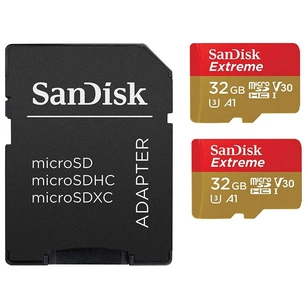 Карта пам'яті SanDisk 32GB microSD class 10 UHS-I U3 V30 A1 Extreme (SDSQXAF-032G-GN6AT) зображення 1