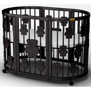 Ліжечко Ingvart SMART BED OVAL з ведмедиками венге (2361401) зображення 1
