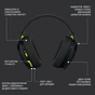 Навушники Logitech G435 Lightspeed Wireless Gaming Headset Black (981-001050) - зменшене зображення 9