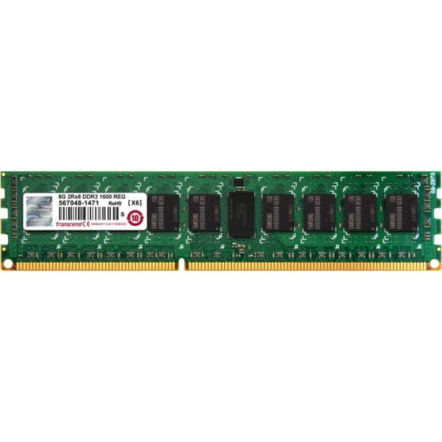 Модуль пам'яті для сервера DDR3 8GB ECC RDIMM 1600MHz 2Rx8 1.5V CL11 Transcend (TS1GKR72V6H) - изображение 1