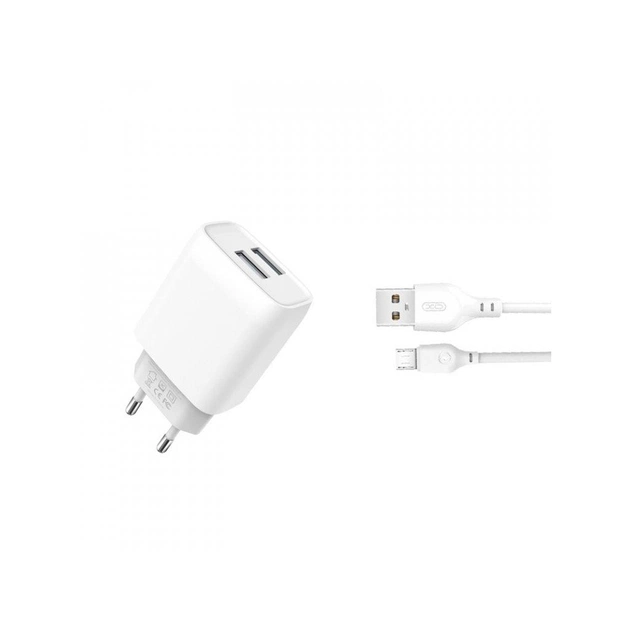 Зарядний пристрій XO 2xUSB 2.4A + cable USB to Micro 5P white (L57-M-WH) - зображення 1