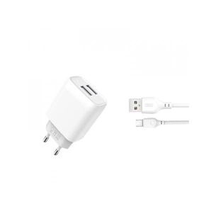 Зарядний пристрій XO 2xUSB 2.4A + cable USB to Micro 5P white (L57-M-WH) зображення 1