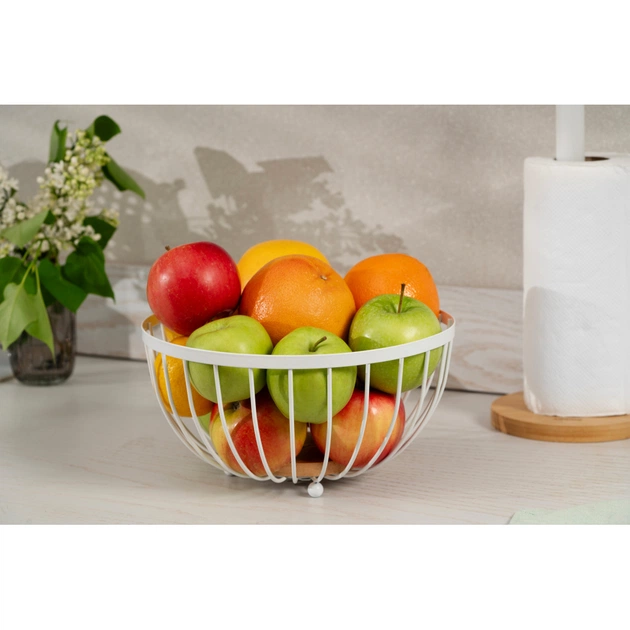 Фруктовниця Ardesto Midori 25х25х13см, метал, дерево, білий (AR0904W) - picture 6