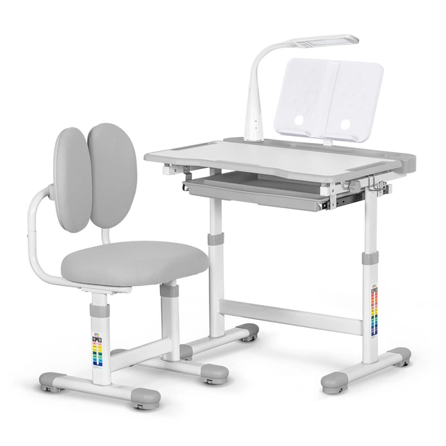 Парта зі стільцем Evo-kids (стол+стул+полка+лампа) Gray (BD-20 G) - зображення 1