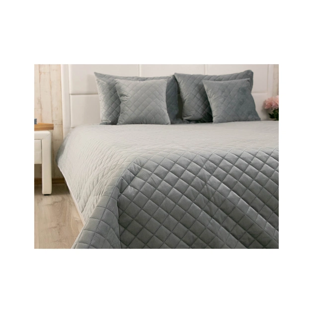 Покривало Руно двостороннє декоративне Velour Dark Grey ромб 180х220 см (340.55_Dark Grey ромб) - picture 5