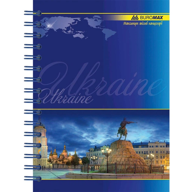 Блокнот Buromax spiral side, А6, 96sheets, square, UKRAINE (assorted) (BM.2422) - изображение 1