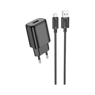 Зарядний пристрій HOCO C134A Solid USB + cable USB to Micro 5P Black (6942007621335) зображення 1