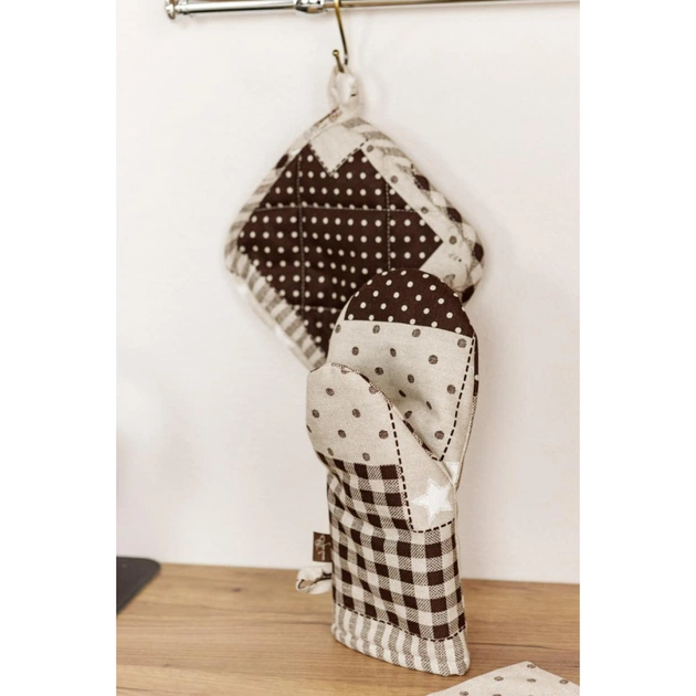 Кухонна прихватка Прованс Рукавичка Печворк коричневий Господиня (031510) - picture 4