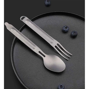 Набір туристичного посуду NexTool Titanium виделка + ложка (665001) зображення 1