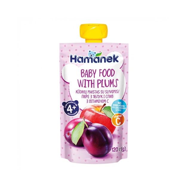 Детское пюре Hamanek Яблоко Слива, 120 г (8595139783976) - изображение 1