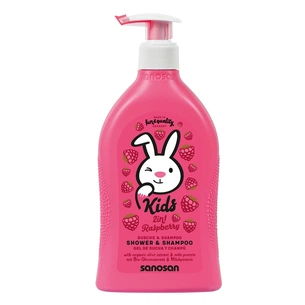 Дитячий шампунь Sanosan Kids гель 2 в 1 з ароматом малини 400 мл (4003583207312) изображение 1