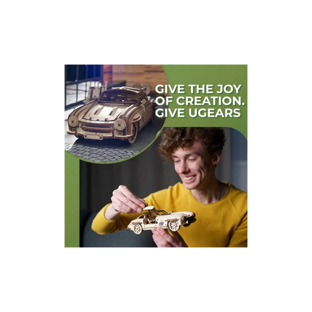 Збірна модель Ugears механічний Крилате спорткупе (70205) - зображення 11
