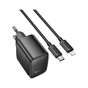 Зарядний пристрій HOCO CS61A Bright 1xUSB-C PD30W + 1xUSB QC3.0 + cable USB-C to Lightning Black (6942007638432) - уменьшенное изображение 2