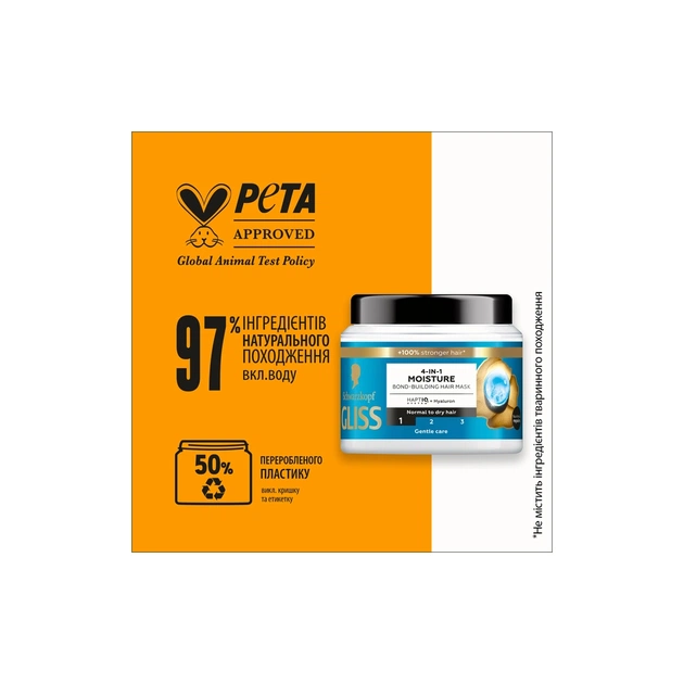 Маска для волосся Gliss 4-In-1 Aqua Revive Moisture Bond-Building Hair Mask 400 мл (9000101726213) - picture 4
