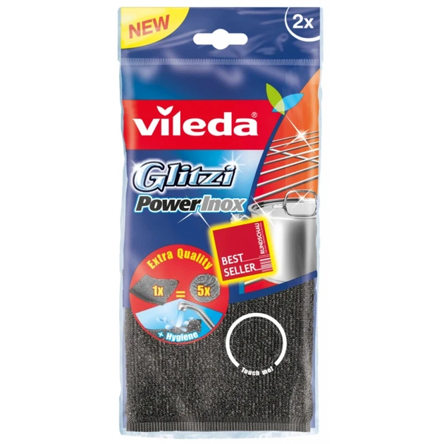 Губки кухонные Vileda Inox Power Pad металлические 2 шт. (4023103172036) - изображение 1