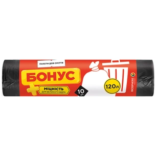 Пакети для сміття Бонус Чорні 120 л 10 шт. (4823071624878) зображення 1