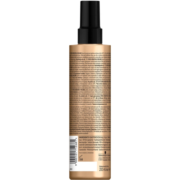 Спрей для волосся Syoss Keratin & Volume Захист при сушінні феном 200 мл (9000101712681) - picture 5