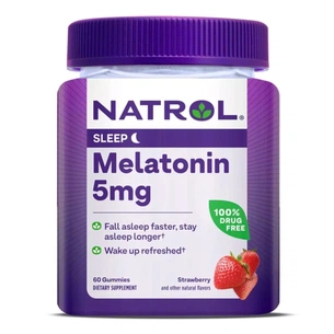 Амінокислота Natrol Мелатонін, 5 мг, смак полуниці, Melatonin, 60 жувальних капсул (NTL07585) зображення 1