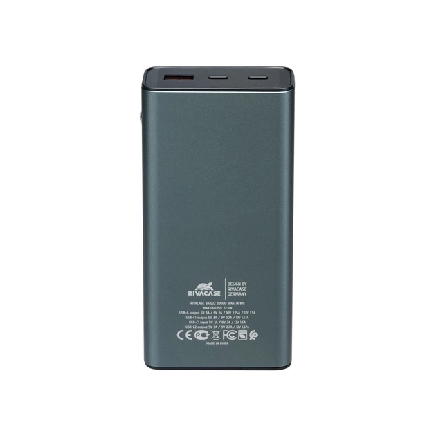 Універсальна мобільна батарея Rivacase Rivapower 20000 mAh Grey (VA1022) - зображення 6