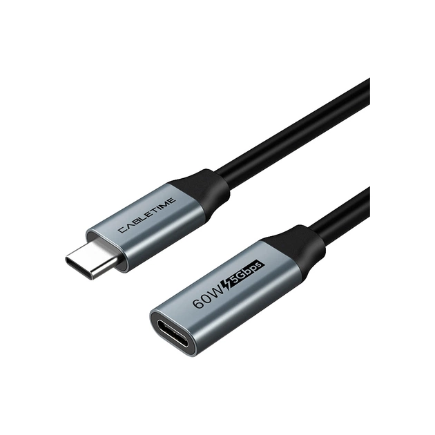 Дата кабель USB-C M/F 0.5m 5Gbps 60W 4K60Hz Cabletime (CA913664) - зображення 1