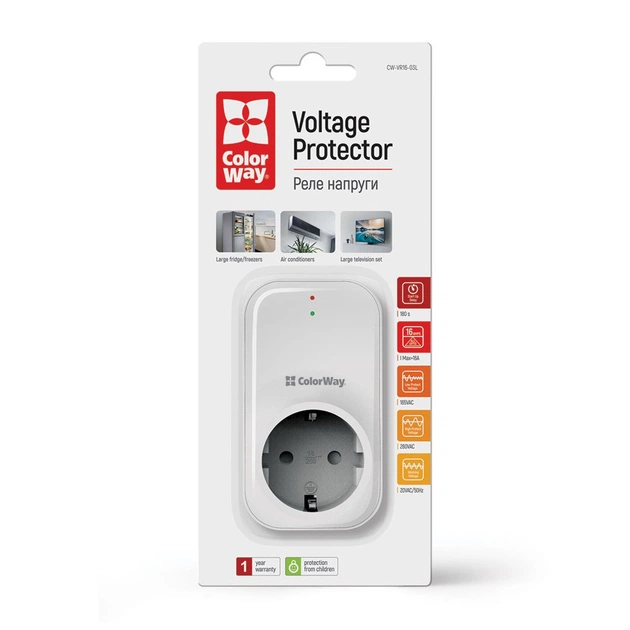 Реле напруги ColorWay LED1, white (CW-VR16-03L) - зображення 12