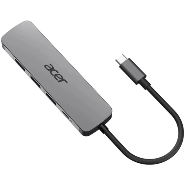 Концентратор Acer USB-C 5-in-1 3xUSB 3.0 + HDMI + USB-C gray (HP.DSCAB.021) - изображение 1