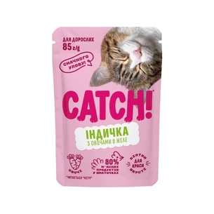 Вологий корм для кішок Catch! з індичкою та овочами в желе 85 г (2700000067017) зображення 1