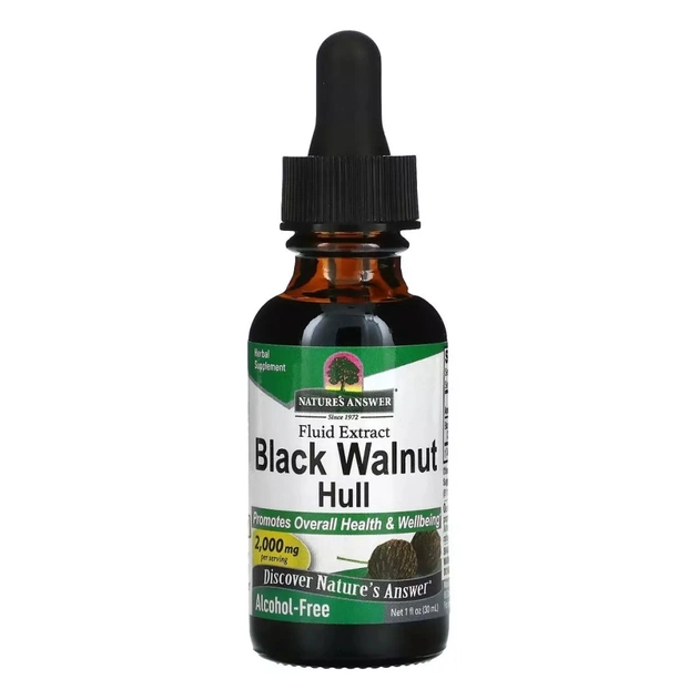 Трави Nature's Answer Чорний горіх, екстракт у краплях без спирту, 2000 мг, Black Walnut (NTA-00580) - зображення 1