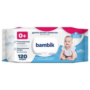 Дитячі вологі серветки Bambik з вівсяним молочком 120 шт. (43406100) изображение 1