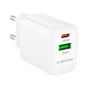 Зарядний пристрій BOROFONE BN27 Fuente 1xUSB-C PD20W + 1xUSB QC3.0 White (6941991120268) - зменшене зображення 2